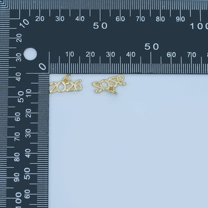 24K Gold Filled "2026" Year Script Minimalist Charm | N095