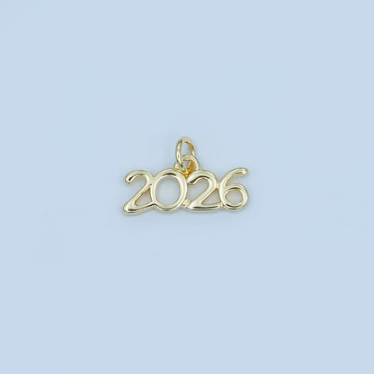 24K Gold Filled "2026" Year Script Minimalist Charm | N095