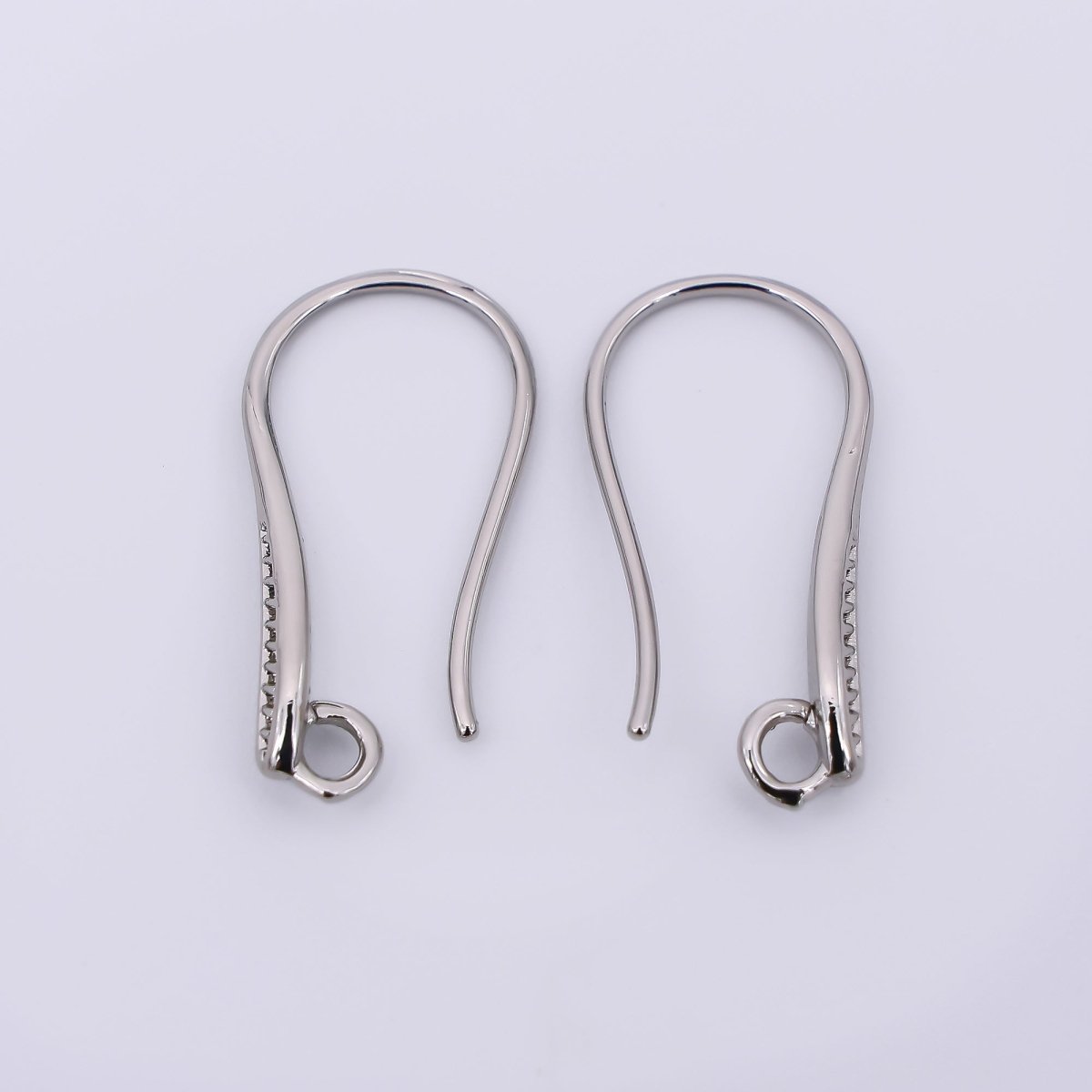 24K Gold Filled 20.5mm Classic Stripes Textured Earring Hook with Open Loops in Gold &amp; Silver | Z-1290 Z-1291