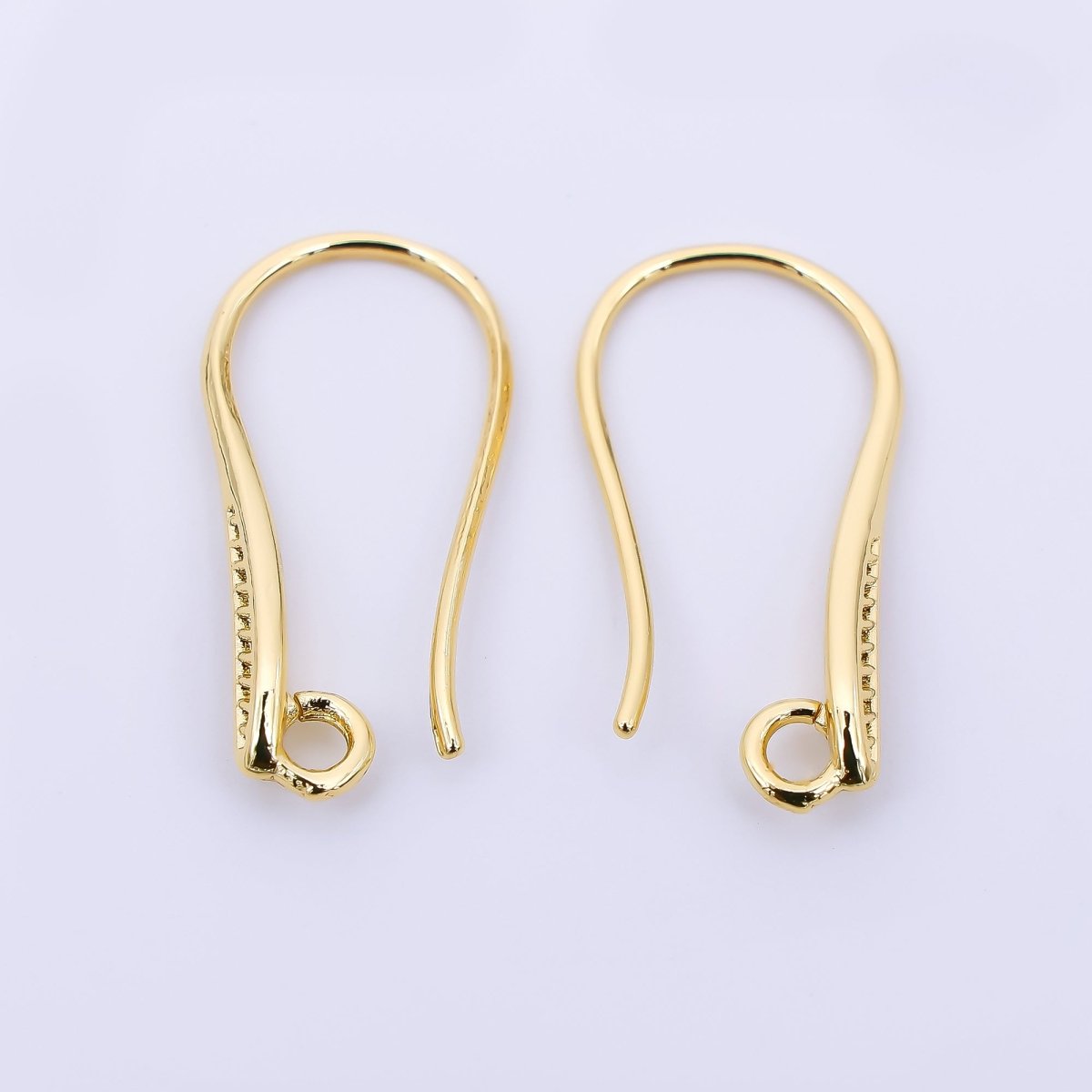 24K Gold Filled 20.5mm Classic Stripes Textured Earring Hook with Open Loops in Gold &amp; Silver | Z-1290 Z-1291
