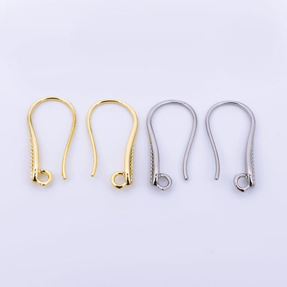 24K Gold Filled 20.5mm Classic Stripes Textured Earring Hook with Open Loops in Gold &amp; Silver | Z-1290 Z-1291