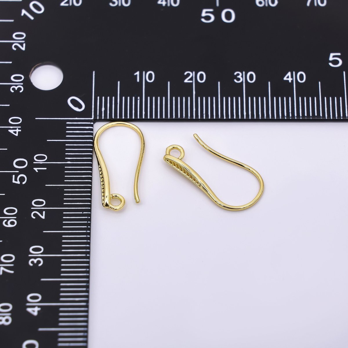 24K Gold Filled 20.5mm Classic Stripes Textured Earring Hook with Open Loops in Gold &amp; Silver | Z-1290 Z-1291