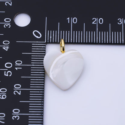 24K Gold Filled 20.7mm White Shell Pearl Heart Pendant | P1948