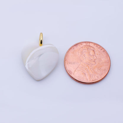 24K Gold Filled 20.7mm White Shell Pearl Heart Pendant | P1948