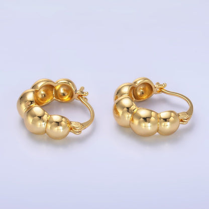 24K Gold Filled 20mm Beaded Bubble Latch Hoop Earrings | AD280