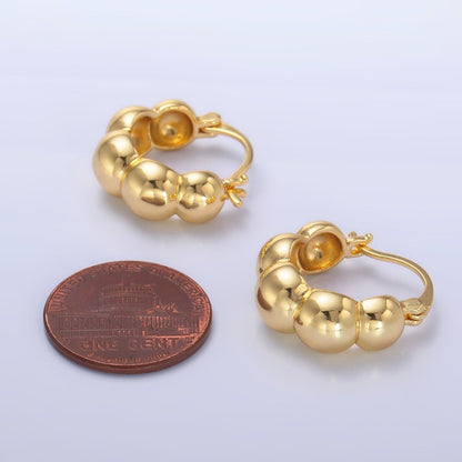 24K Gold Filled 20mm Beaded Bubble Latch Hoop Earrings | AD280