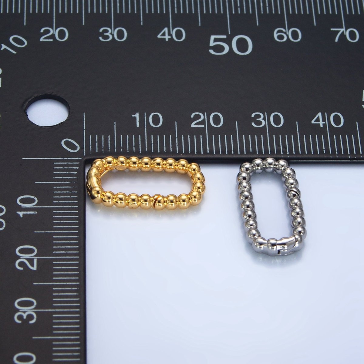 24K Gold Filled 20mm Beaded Bubble Rectangular Oblong Push Gate Findings in Gold &amp; Silver | Z958