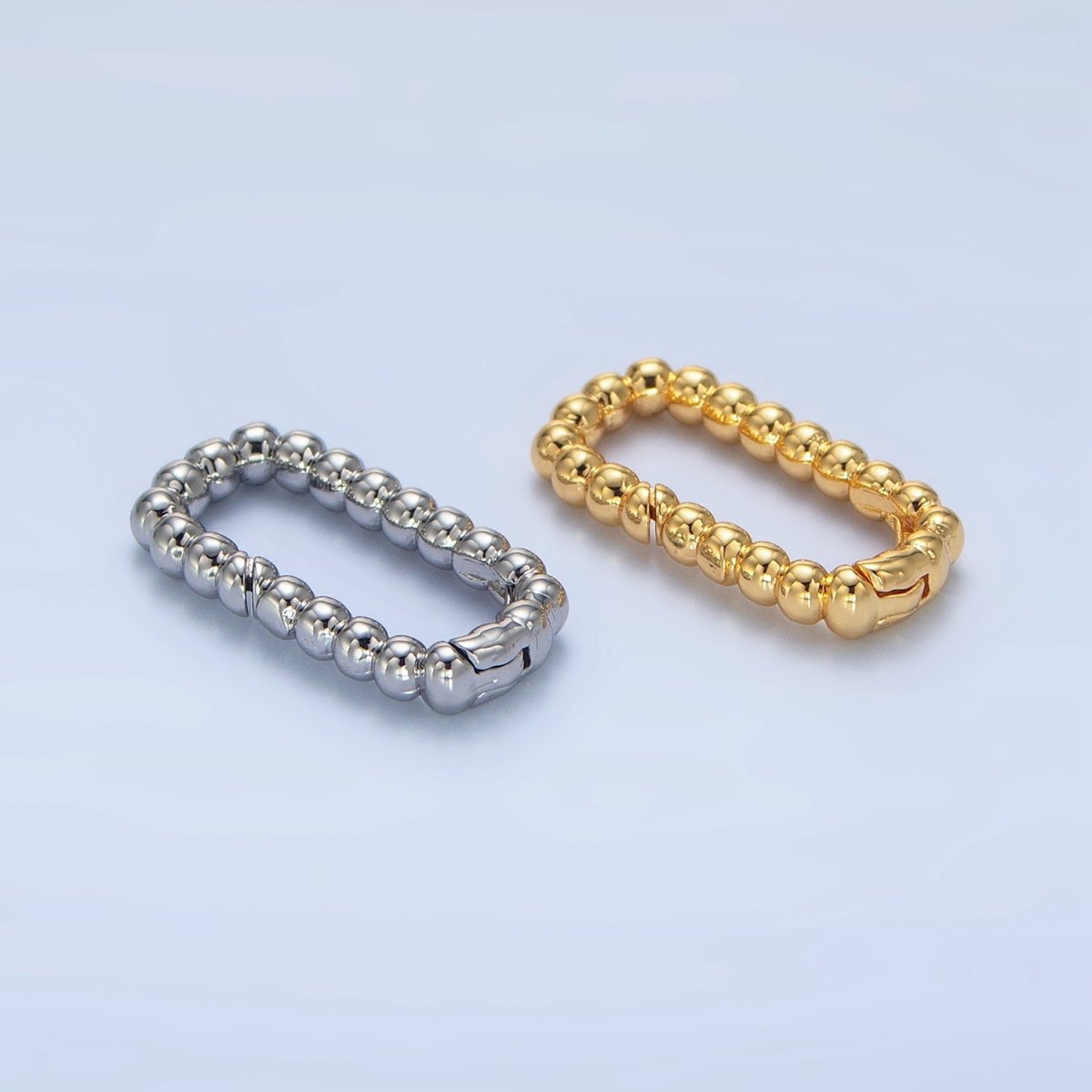 24K Gold Filled 20mm Beaded Bubble Rectangular Oblong Push Gate Findings in Gold &amp; Silver | Z958