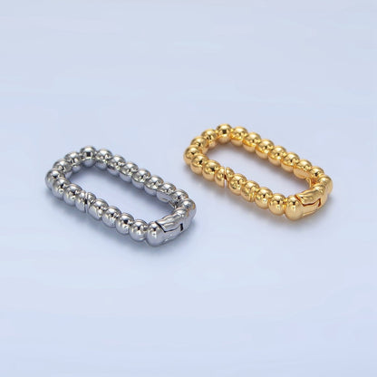 24K Gold Filled 20mm Beaded Bubble Rectangular Oblong Push Gate Findings in Gold &amp; Silver | Z958