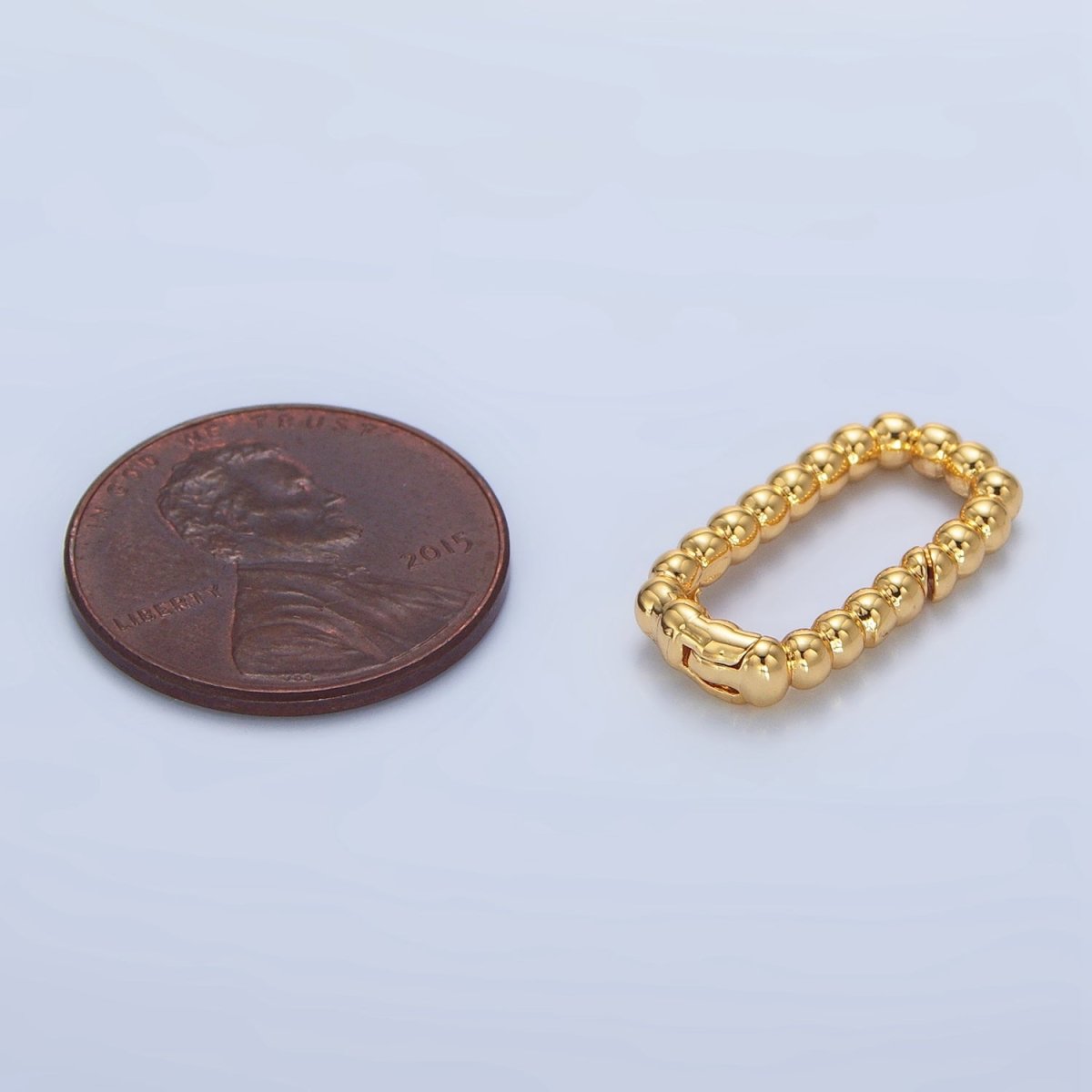 24K Gold Filled 20mm Beaded Bubble Rectangular Oblong Push Gate Findings in Gold &amp; Silver | Z958