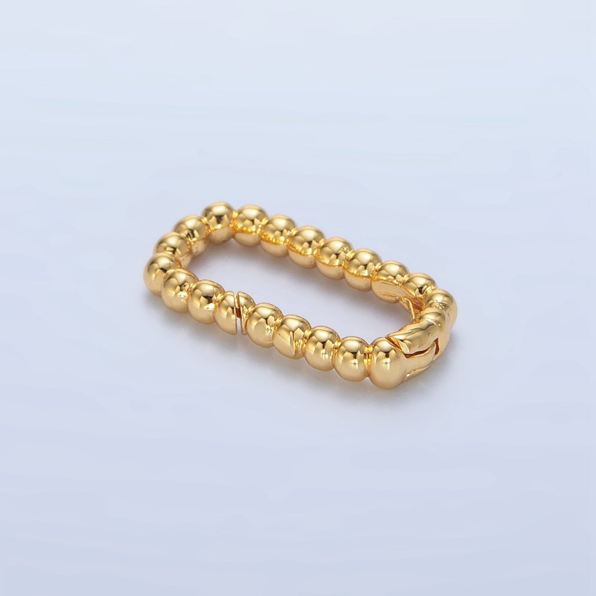 24K Gold Filled 20mm Beaded Bubble Rectangular Oblong Push Gate Findings in Gold &amp; Silver | Z958