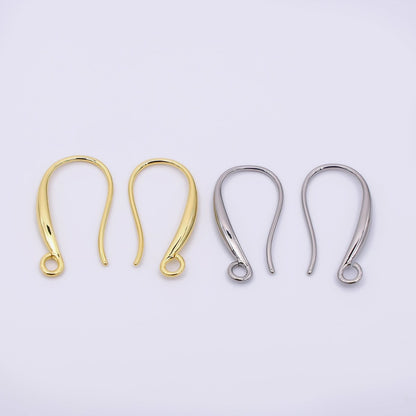 24K Gold Filled 20mm Classic Earring Hook with Open Loops in Gold &amp; Silver | Z-1288 Z-1289