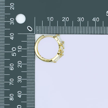 24K Gold Filled 20mm Clear CZ Round Baguette Hoop Earrings | AB988