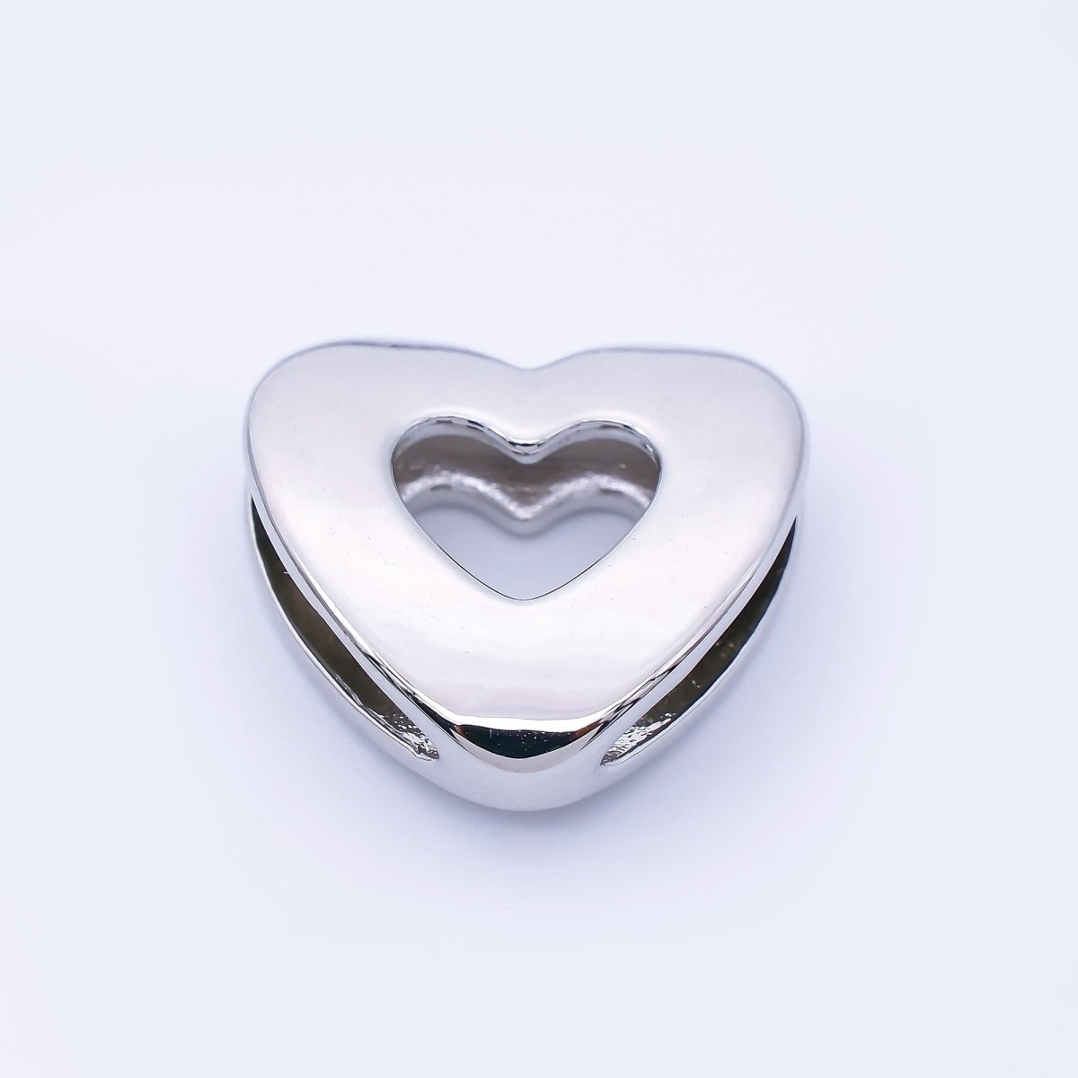 24K Gold Filled 20mm Cord Chubby Open Heart Bead in Gold &amp; Silver | B862
