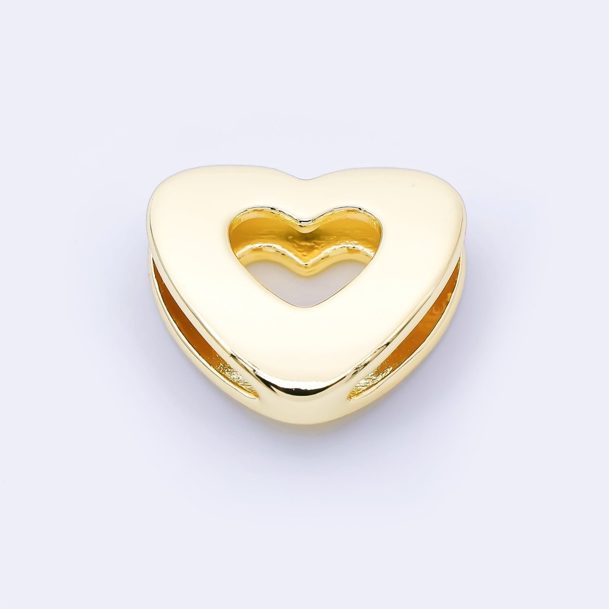 24K Gold Filled 20mm Cord Chubby Open Heart Bead in Gold &amp; Silver | B862