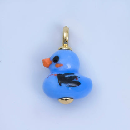 24K Gold Filled 20mm Duck Bird Ceramic Porcelain Drop Pendant | C953 - C959