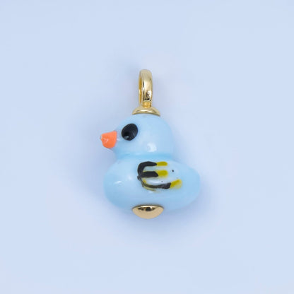 24K Gold Filled 20mm Duck Bird Ceramic Porcelain Drop Pendant | C953 - C959