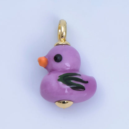 24K Gold Filled 20mm Duck Bird Ceramic Porcelain Drop Pendant | C953 - C959