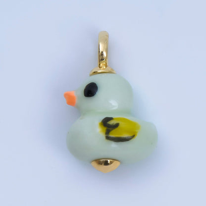 24K Gold Filled 20mm Duck Bird Ceramic Porcelain Drop Pendant | C953 - C959