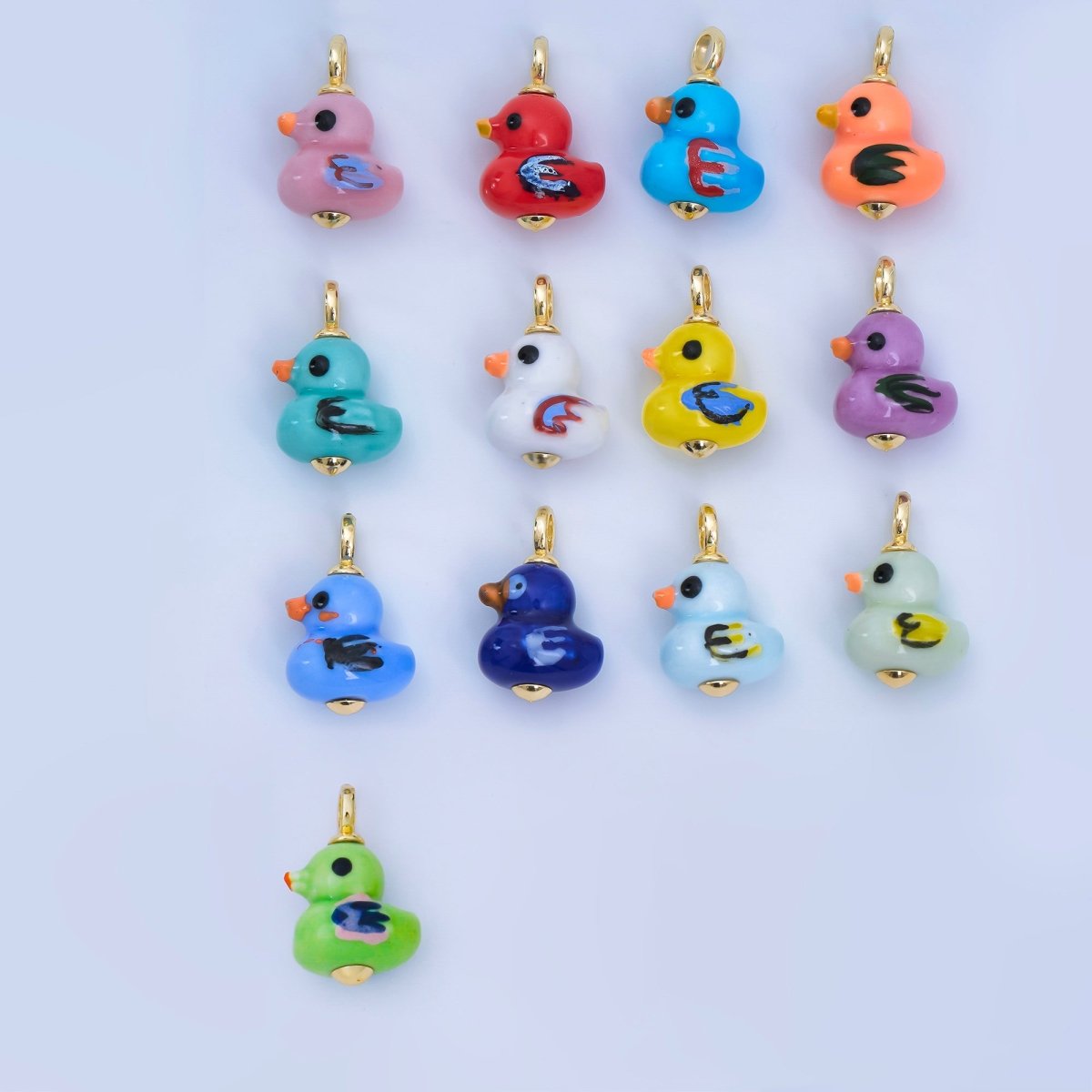 24K Gold Filled 20mm Duck Bird Ceramic Porcelain Drop Pendant | C953 - C959