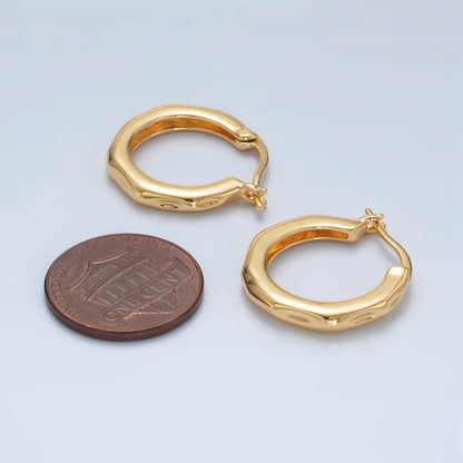 24K Gold Filled 20mm Hammered Minimalist Cartilage Latch Hoop Earrings | T208