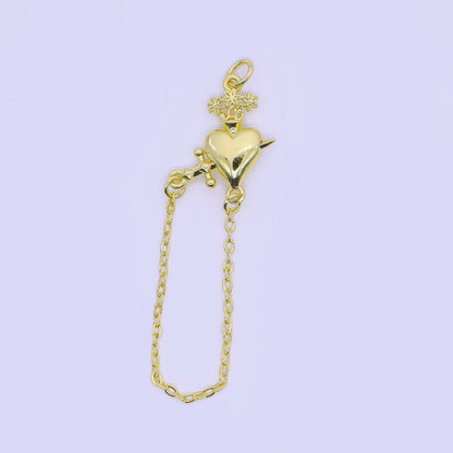 24K Gold Filled 20mm Love &amp; War Charm Heart and Sword  | E323