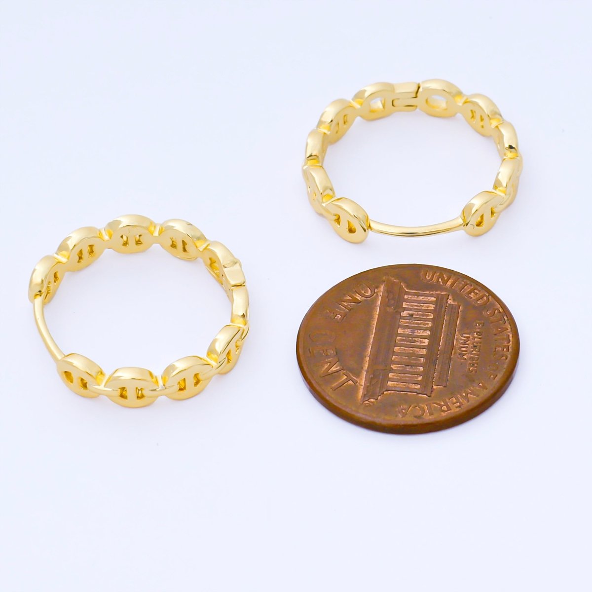 24K Gold Filled 20mm Mariner Chain Link Hoops Earrings in Gold &amp; Silver | AB1613 AB1614