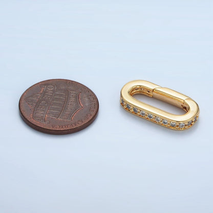 24K Gold Filled 20mm Micro Paved CZ Oblong Push Gate Closure Findings | Z940