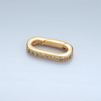 24K Gold Filled 20mm Micro Paved CZ Oblong Push Gate Closure Findings | Z940