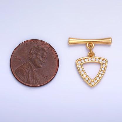 24K Gold Filled 20mm Micro Paved CZ Triangle Toggle Clasps Closure Findings in Gold &amp; Silver | Z1033