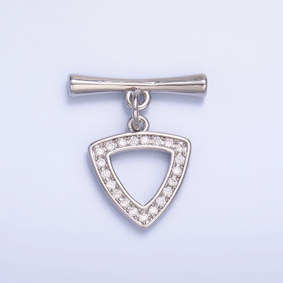 24K Gold Filled 20mm Micro Paved CZ Triangle Toggle Clasps Closure Findings in Gold &amp; Silver | Z1033