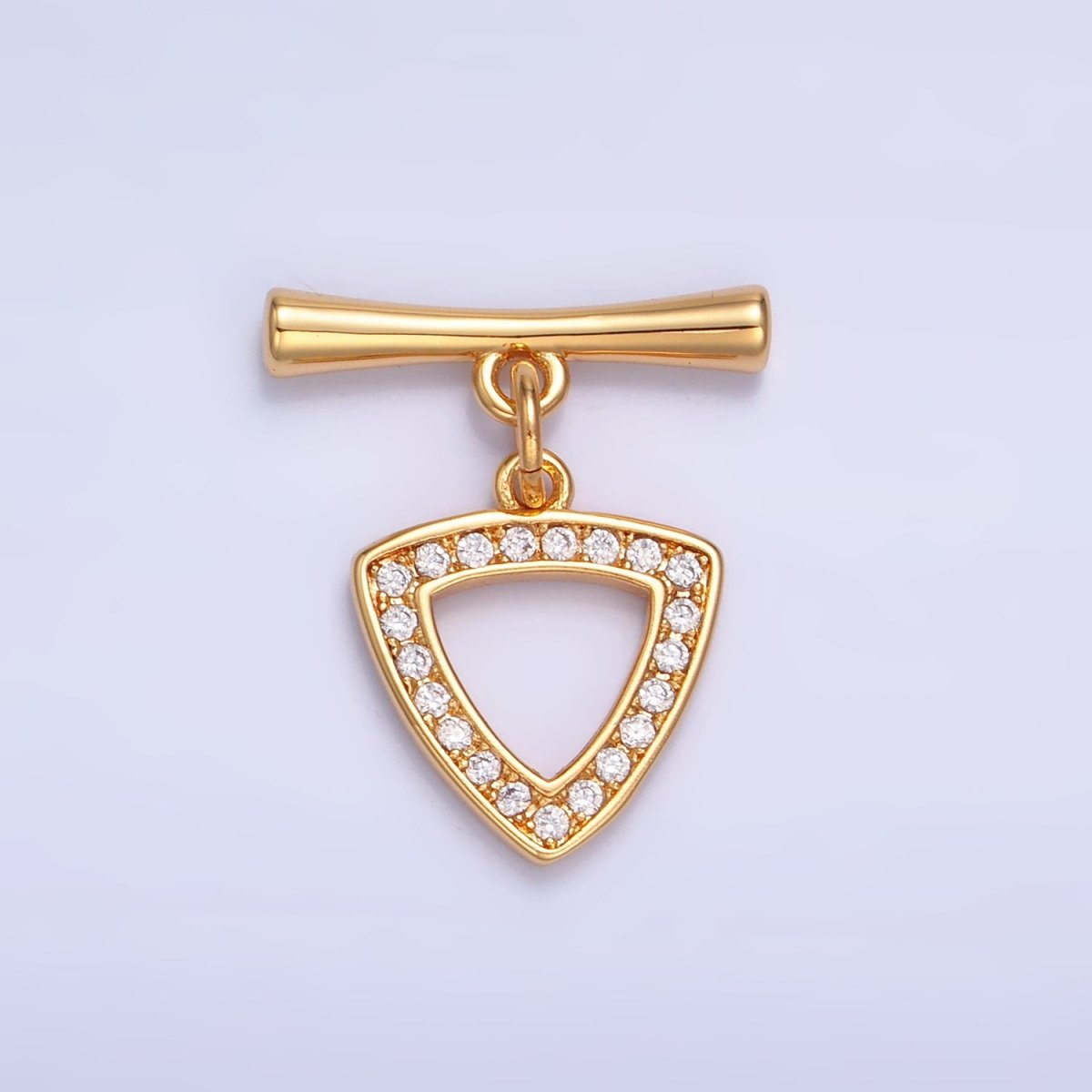 24K Gold Filled 20mm Micro Paved CZ Triangle Toggle Clasps Closure Findings in Gold &amp; Silver | Z1033