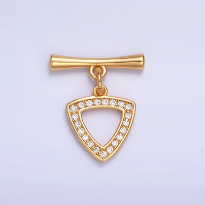 24K Gold Filled 20mm Micro Paved CZ Triangle Toggle Clasps Closure Findings in Gold &amp; Silver | Z1033