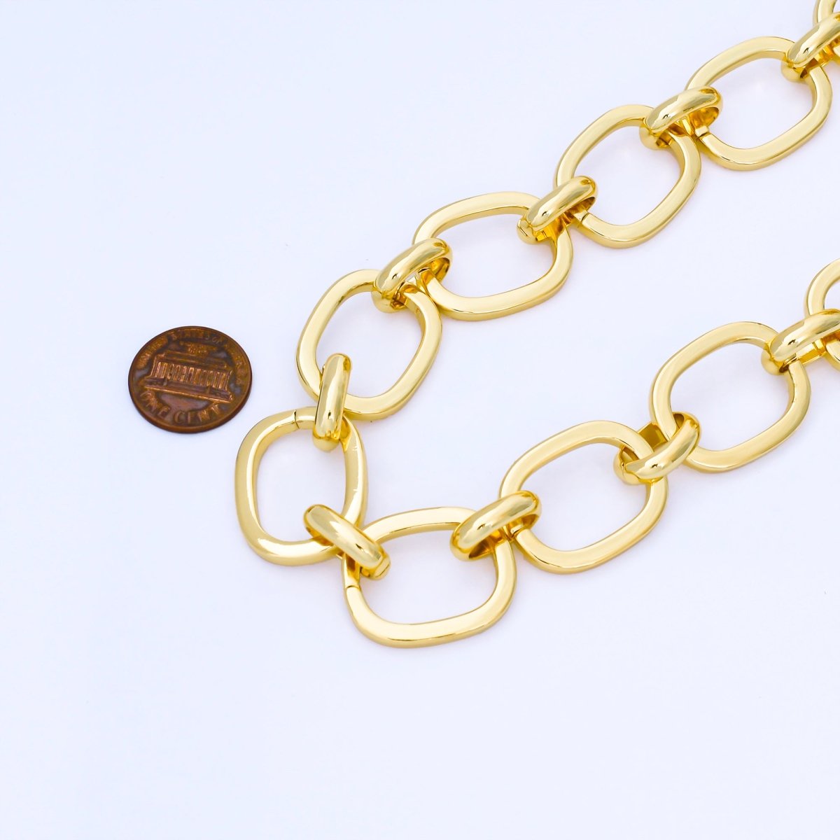 24K Gold Filled 20mm Minimalist Cable Unfinished Chain by Yard | Roll-1750