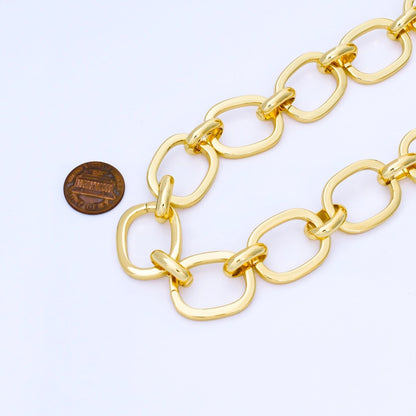 24K Gold Filled 20mm Minimalist Cable Unfinished Chain by Yard | Roll-1750