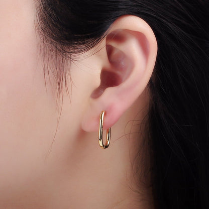 24K Gold Filled 20mm Minimalist Oblong Hoop Earrings | P191