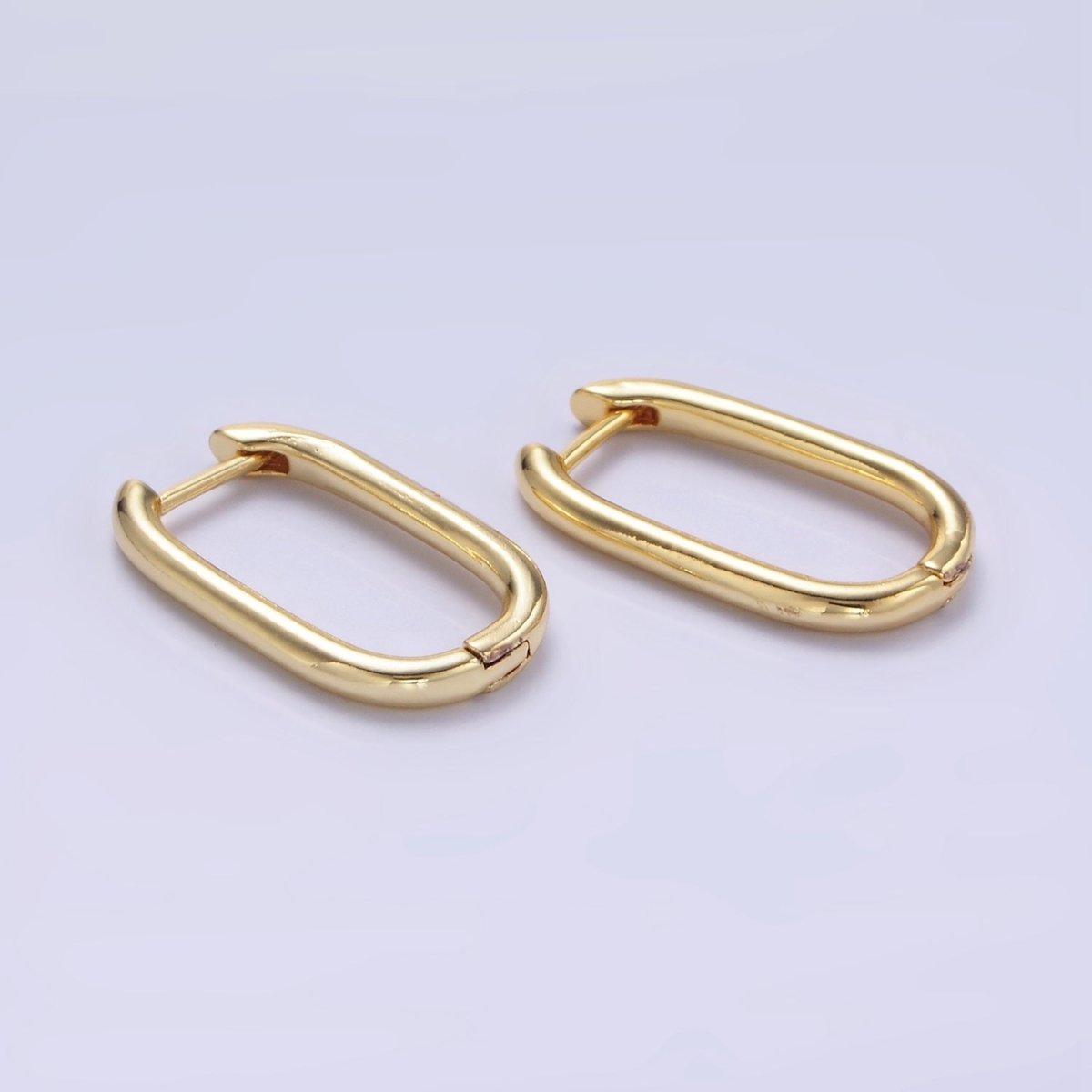 24K Gold Filled 20mm Minimalist Oblong Hoop Earrings | P191