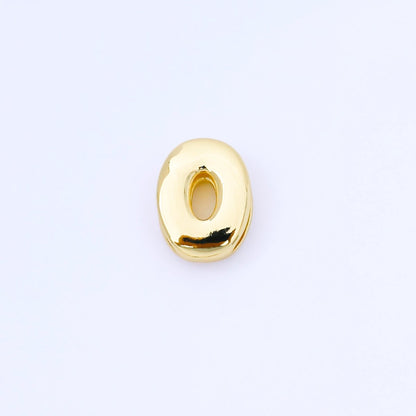 24K Gold Filled 20mm Personalized Cord Chubby Bubble Initial Letter Alphabet Bead | AF105 - AF117