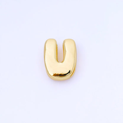 24K Gold Filled 20mm Personalized Cord Chubby Bubble Initial Letter Alphabet Bead | AF105 - AF117