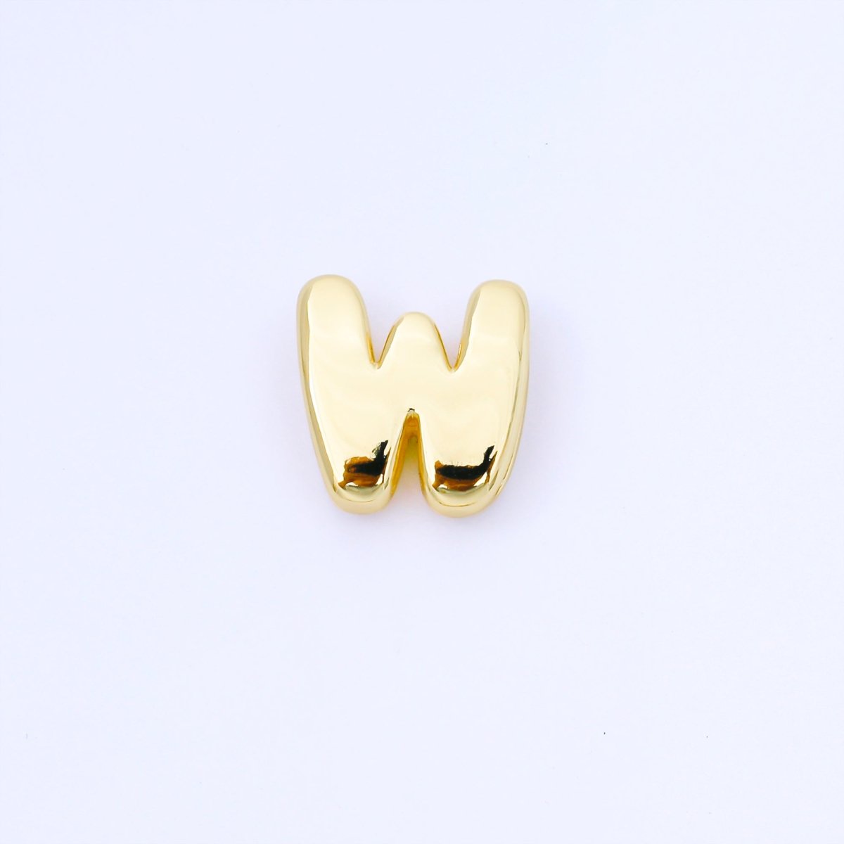 24K Gold Filled 20mm Personalized Cord Chubby Bubble Initial Letter Alphabet Bead | AF105 - AF117