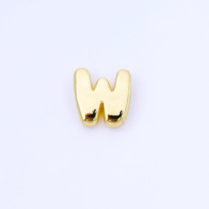 24K Gold Filled 20mm Personalized Cord Chubby Bubble Initial Letter Alphabet Bead | AF105 - AF117