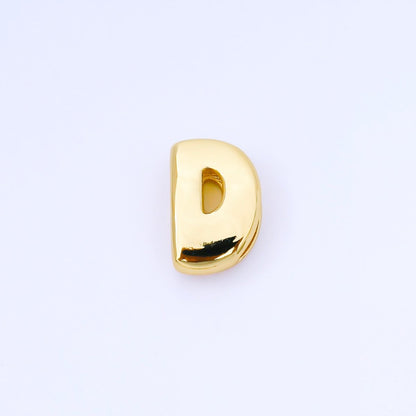24K Gold Filled 20mm Personalized Cord Chubby Bubble Initial Letter Alphabet Bead | AF105 - AF117