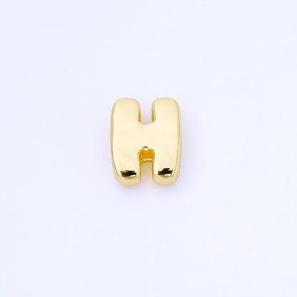 24K Gold Filled 20mm Personalized Cord Chubby Bubble Initial Letter Alphabet Bead | AF105 - AF117
