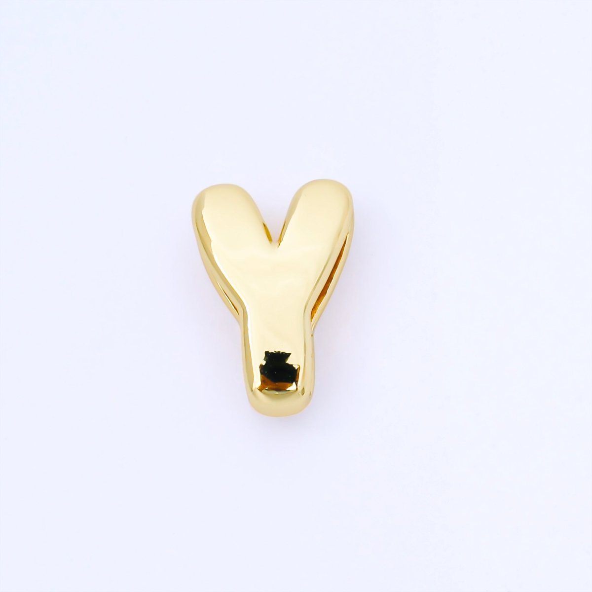 24K Gold Filled 20mm Personalized Cord Chubby Bubble Initial Letter Alphabet Bead | AF105 - AF117