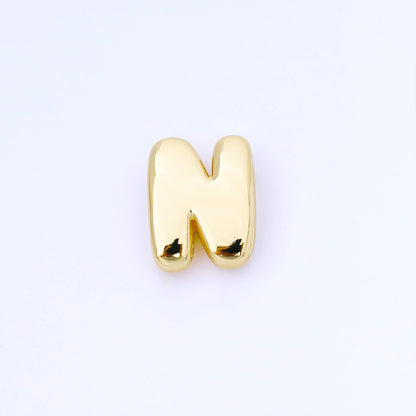 24K Gold Filled 20mm Personalized Cord Chubby Bubble Initial Letter Alphabet Bead | AF105 - AF117