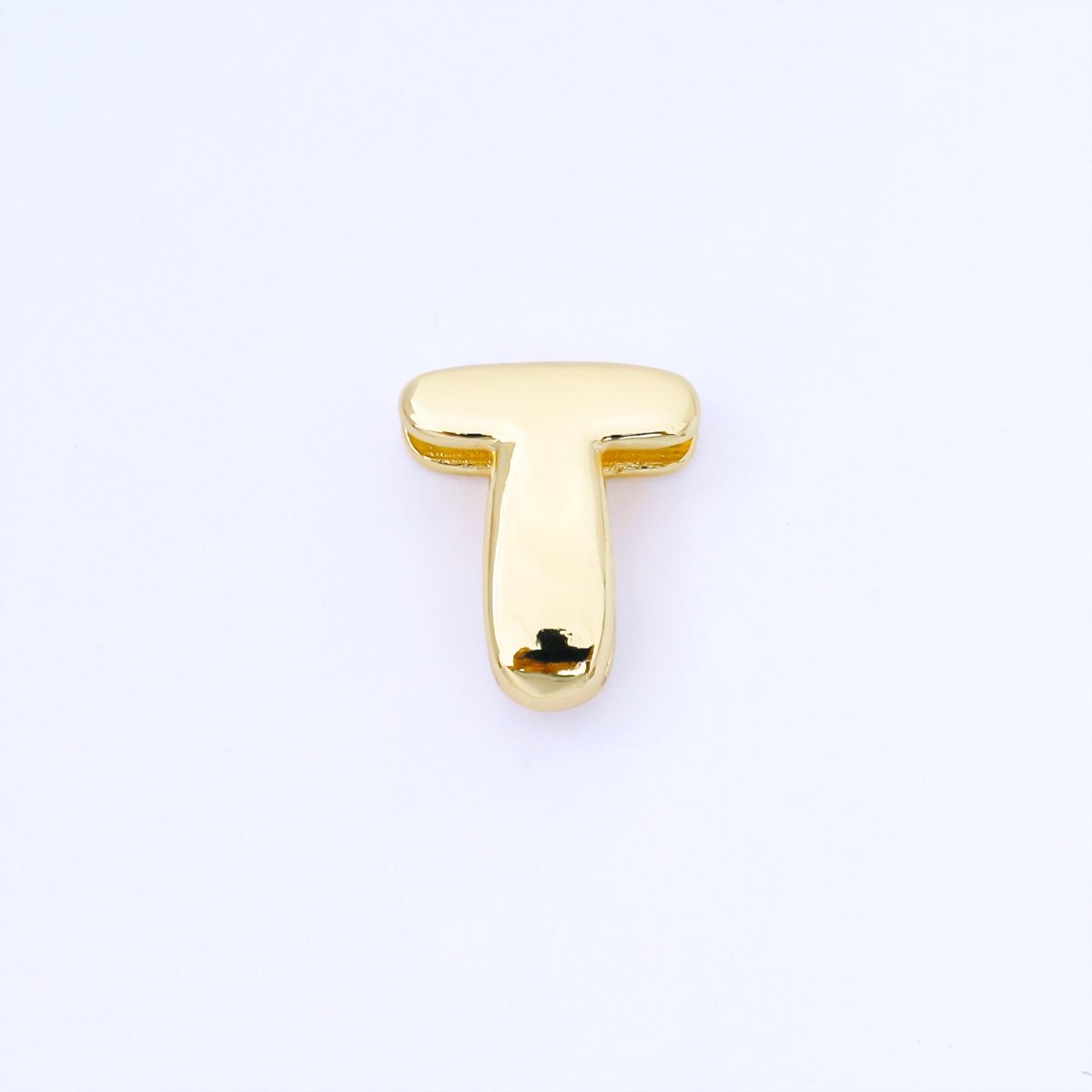 24K Gold Filled 20mm Personalized Cord Chubby Bubble Initial Letter Alphabet Bead | AF105 - AF117