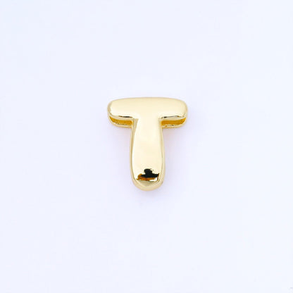 24K Gold Filled 20mm Personalized Cord Chubby Bubble Initial Letter Alphabet Bead | AF105 - AF117