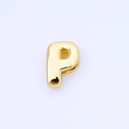 24K Gold Filled 20mm Personalized Cord Chubby Bubble Initial Letter Alphabet Bead | AF105 - AF117