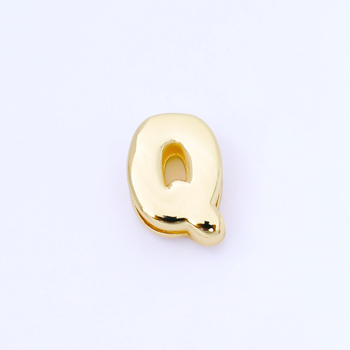 24K Gold Filled 20mm Personalized Cord Chubby Bubble Initial Letter Alphabet Bead | AF105 - AF117