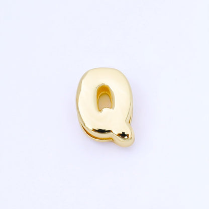 24K Gold Filled 20mm Personalized Cord Chubby Bubble Initial Letter Alphabet Bead | AF105 - AF117